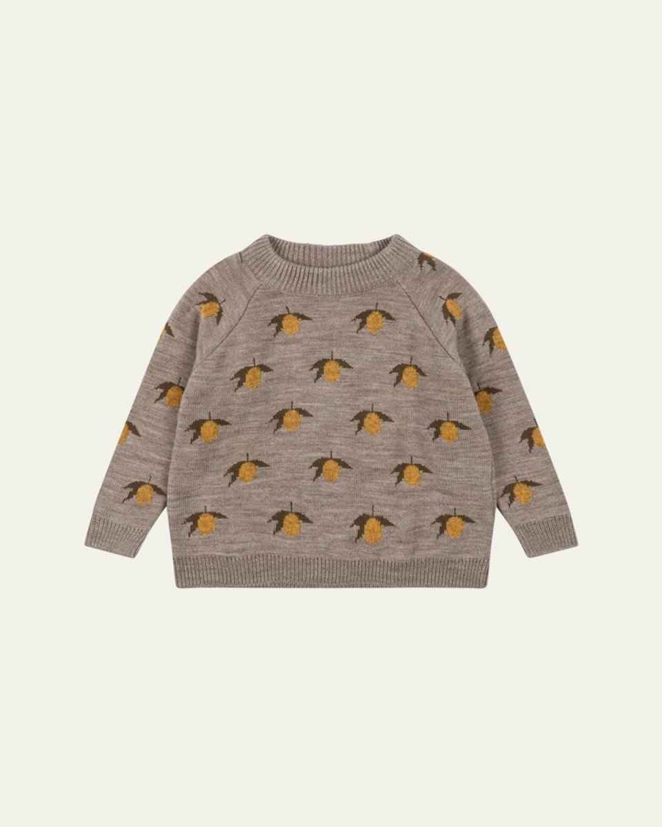 Girl's Belou Lemon Intarsia Knit Sweater, Size 9M-10